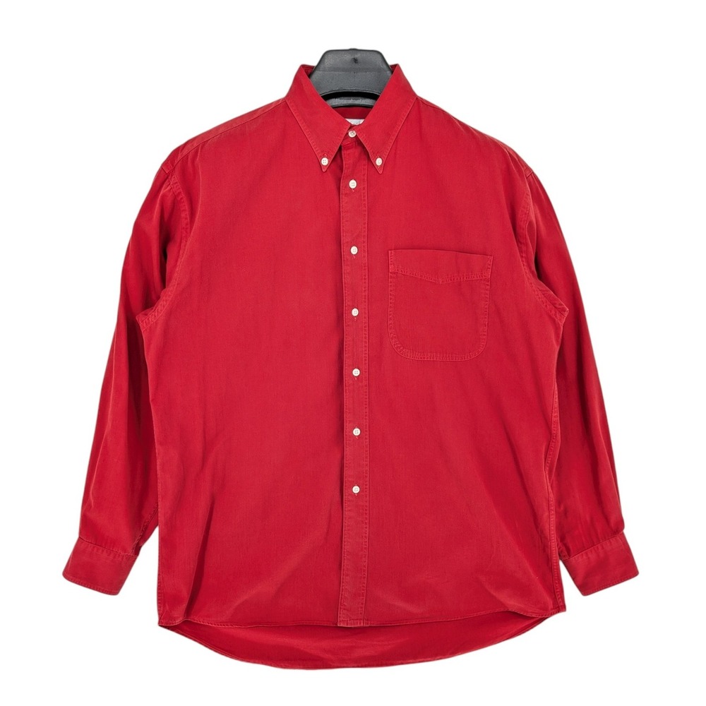 Halogen Red Button Down Shirt Men's Medium Cotton Casual Preppy Classic Fit‎